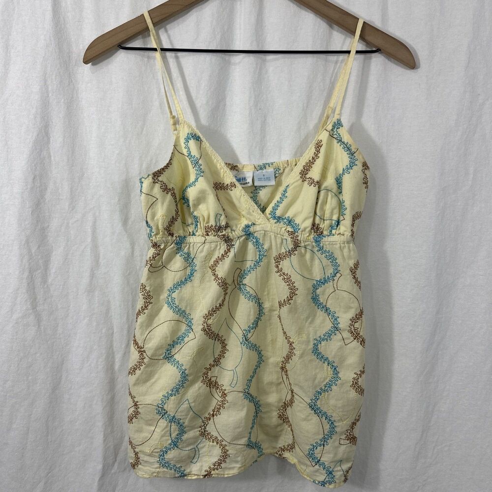 Paul Frank Vintage Y2K Embroidered Babydoll Cami Tank Cotton Womens Sz S Boho